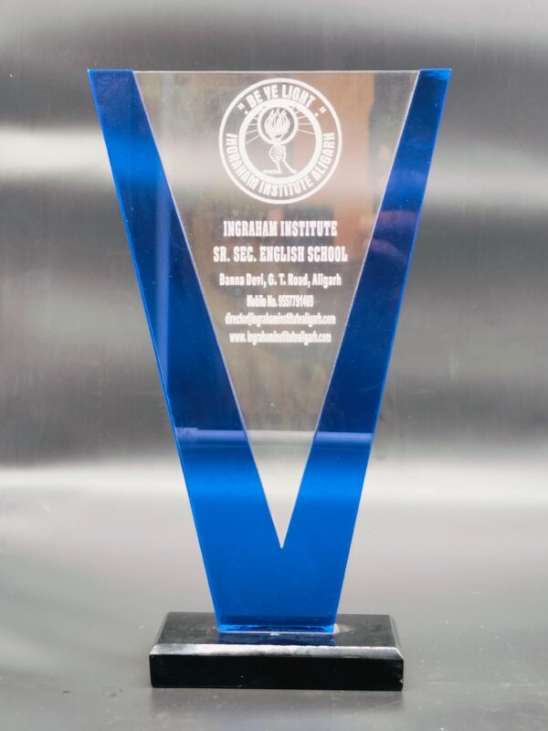 Acrylic Award with Blue Border Design