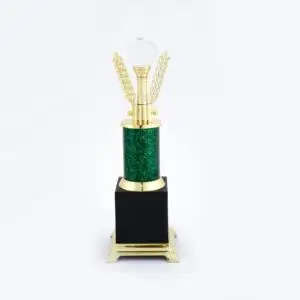 Premium Green and Golden Trophy with Crystal Ball Top